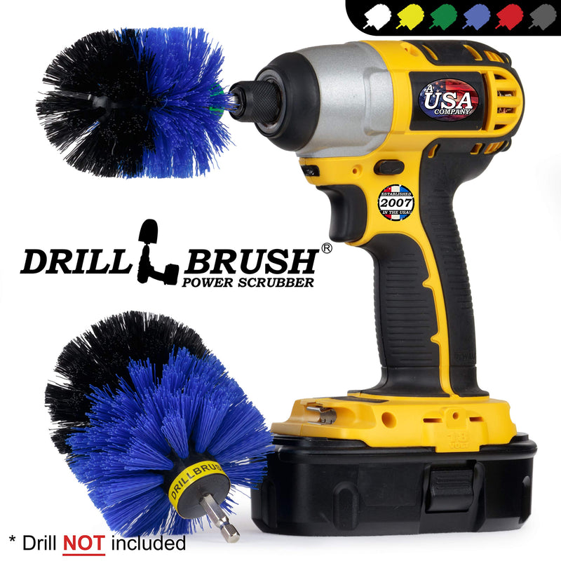 Drill Powered Scrubbing Brush Heads - Professional Boat Detailing Accessories - Aquatic Cleaning Supplies - Tank Scrubbing Brush - Boat Hull Cleaning Tools - Barnacle Busting Brush - Detailing Set Blue