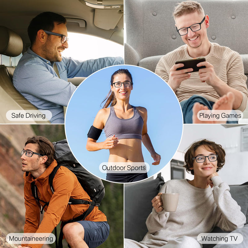 Bluetooth Audio Smart Blue Light Glasses for Men & Women, Blue Light Filtering & Open Ear Sound Smart Glasses with Mic & Speakers - Touch & Voice Assistant Compatible for Office,Music,Answering Calls Bluetooth Audio Smart Glasses