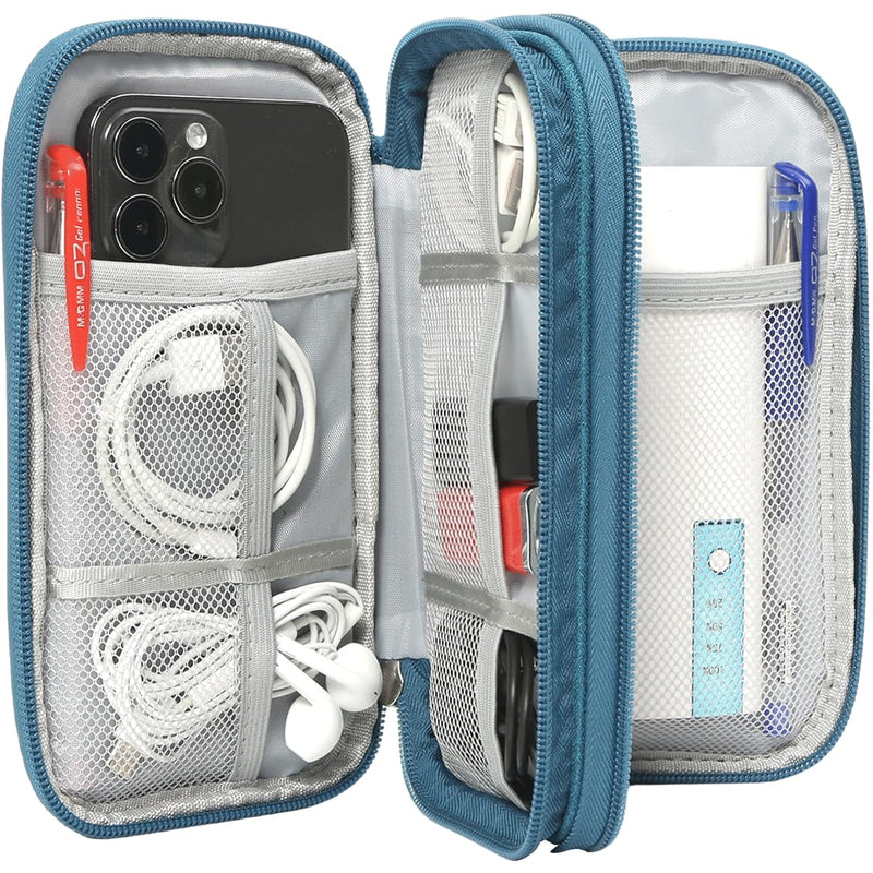 Electronics Organizer Travel Case, Water Resistant Cable Organizer Bag Cord Organizer Pouch for Cable, USB, Charger, Phone, Power Bank, Earphone, Electronics Accessories (Dark Green, Medium) Dark Green