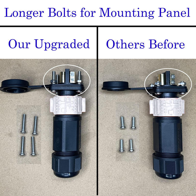 2 Pin 50Amp Trolling Motor Plug Receptacle Set, 12/24/36/48 Volt Marine Boat Power Waterproof IP67 Connector Boat Plug for Motors, Compatible with 6/8 AWG Wire White 2 Pack Black, White 2 Pack