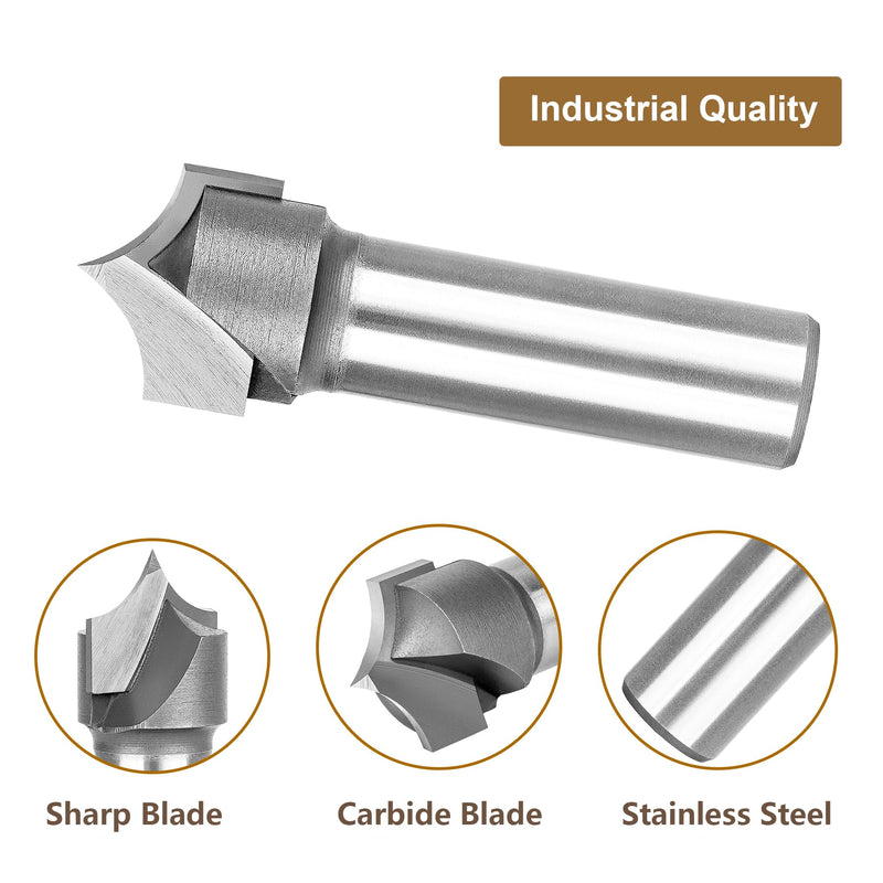 SpeTool 3/8" Radius Point Cutting Rounover Router Bits 1/2 Inch Shank 3/4" Cutting Diameter , 2 Flute Solide Carbide Tipped Round Over CNC Router Bit for Woodworking Engraving Tool R3/8-D1/2