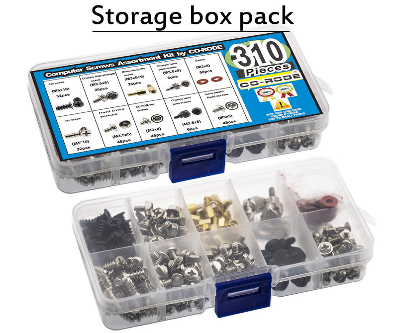 310pcs Motherboard Standoffs Screw, PC Computer Screws Kit Set for Mainboard, Hard Drive HDD, Case, Fan, Power Graphics,CD-ROM