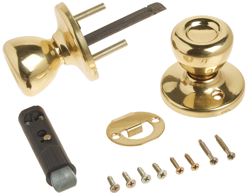 Kwikset 200M 3 CP 7/8RFL RCS 92001-519 Mobile Home Hall and Closet Door Knob in Polished Brass (Pack of 2) Pack of 2