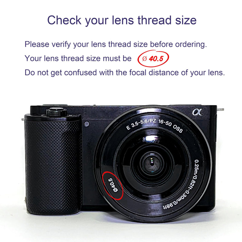 40.5mm 0.75x Wide Angle Conversion Lens(w/Macro), Mini HD Wide & Macro Lens, for Sony ZV-1F ZV-E10 A6100 A6400 A6600 A6700 Accessories, Compatible with kit Lens 16-50mm(SELP1650) (Silvery) Silvery