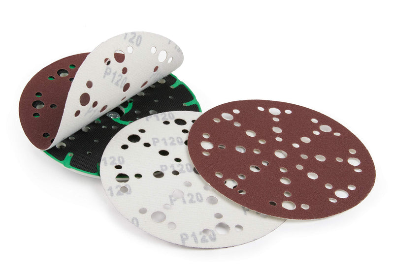 Eccentric sandpaper 150mm set | Sanding discs round Velcro 60 pieces grit 40-240 from Wabrasive | Compatible with Festool eccentric sander with sanding pads 150mm Velcro set | 60 pcs red
