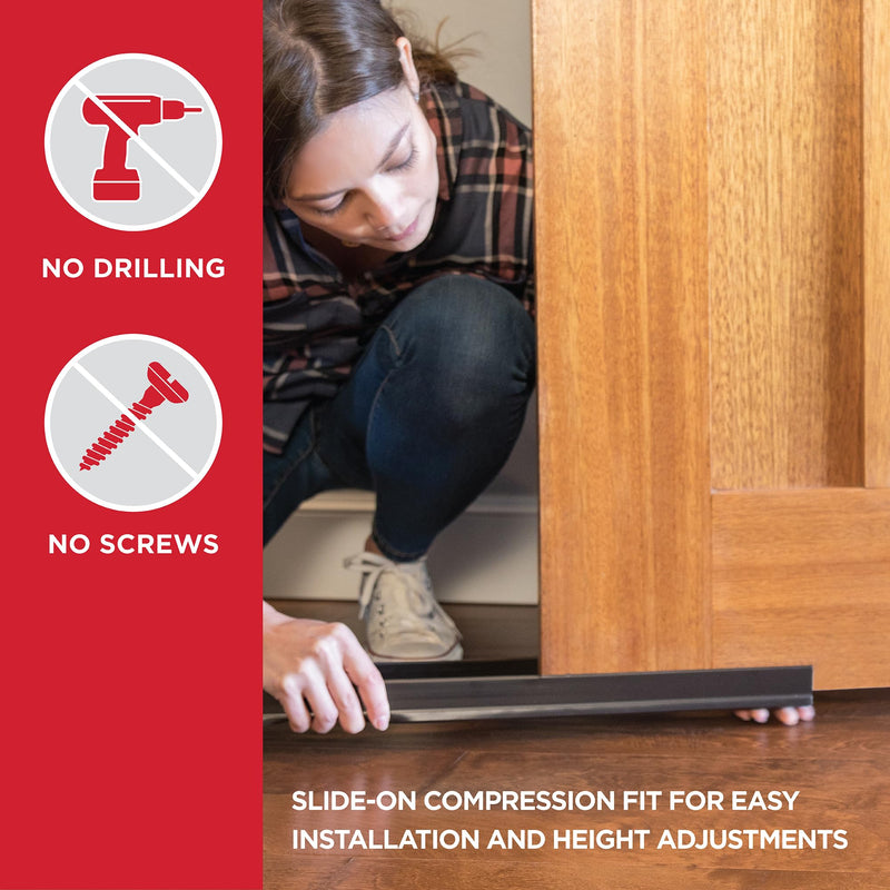 M-D Building Products Vinyl Cinch U-Shape Door Bottom Seal, Slide-On Weatherstripping Draft Stopper, Easy to Install, Fits 36” x 1-3/4” Doors, Fills 3/8”- 3/4” Gaps, 2 Pack of 43337, Brown 36 Inch