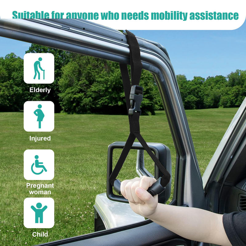 Car Adjustable Grab Handle, Portable Auto Door Safety Supporting Grab Band for Elderly Disabled with Nylon Grip, Vehicle Mobility Assist Device for Car Truck Lorry (Black) 1 PC Black