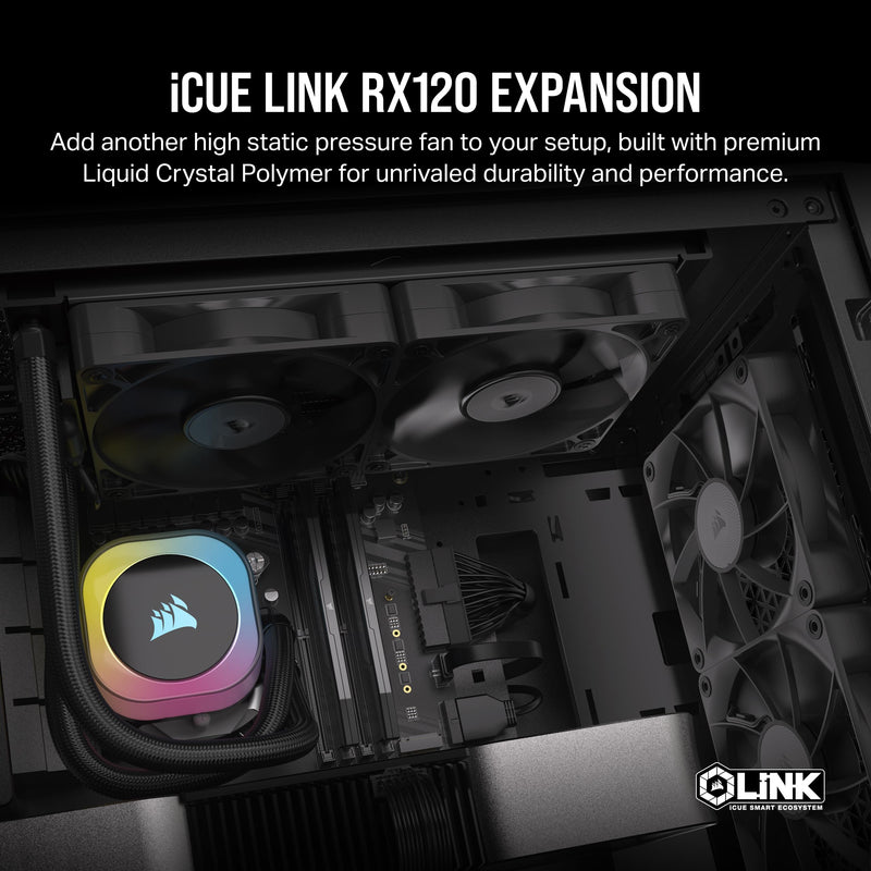 CORSAIR iCUE Link RX120 120mm PWM Fan - Magnetic Dome Bearing - Single Fan - Black Non-RGB 1 x 120mm