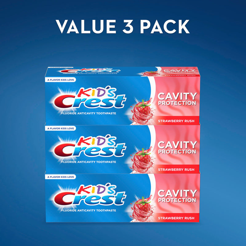 Crest Kid's Cavity Protection Fluoride Toothpaste, Strawberry Rush, 4.2 Ounce (Pack of 3) Strawberry Toothpaste