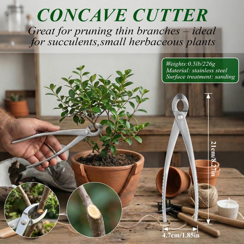 Bonsai Tools Set, 3-Piece Bonsai Tree Tools – Includes Knob Cutter, Concave Cutter, Bonsai Scissors for Precision Trimming and Plant Care, Bonsai Trimming Kit 3 tools
