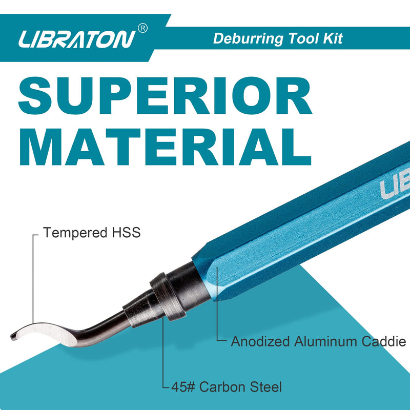 Libraton deburrer with 11 blades, hand deburrer, plastic deburrer, universal deburrer tool, for plastic (also 3D printing), metal, stainless steel, aluminum, steel 11 blades (3 variants) A
