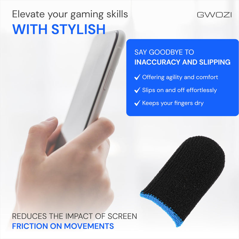 Gaming Finger Sleeves for Touch Screen 12 Pcs- Mobile Gaming Finger Covers Protection for Finger Tips - Seamless, Sweatproof Gamer Thumb Protector