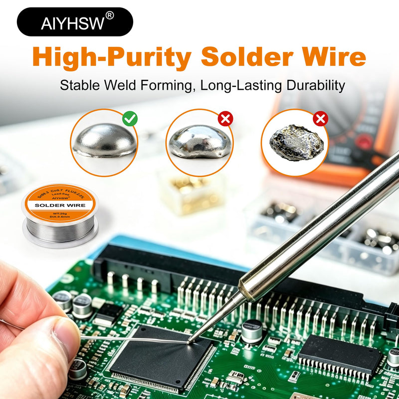 Lead-Free Soldering Wire 1.0 mm 20 g, Solder with Flux Soldering | 99.3 Cu0.7, Electronic Solder Wire Rosin Core for the Repair and DIY of Electronic Electrical Soldering Components 1.0 Mm.