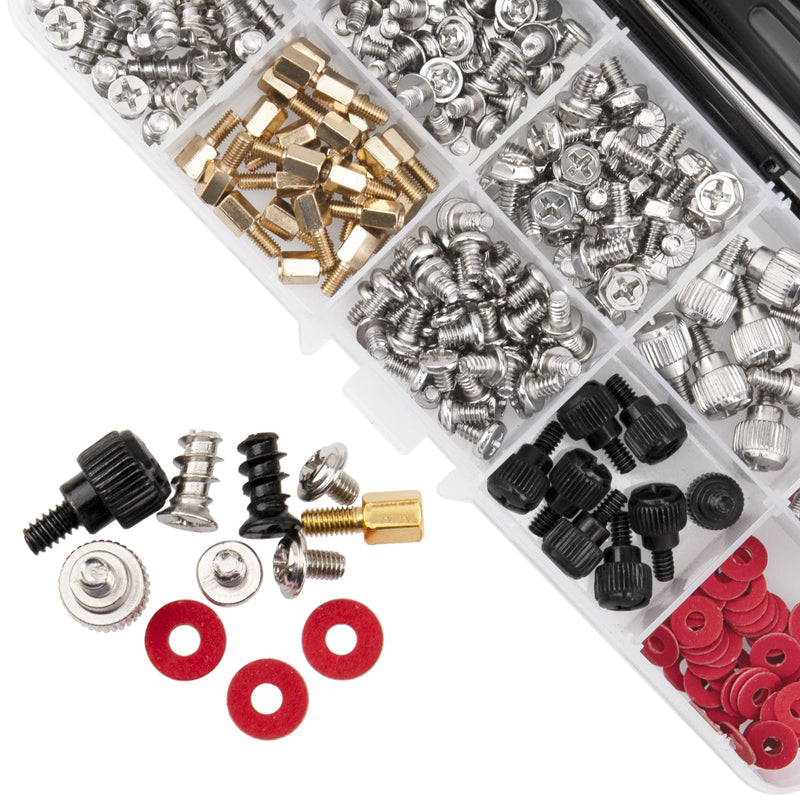 363Pcs Computer Screw Standoffs Assortment Kit for 2.5in SSD Hard Drive Computer Case Motherboard Fan Power Graphics