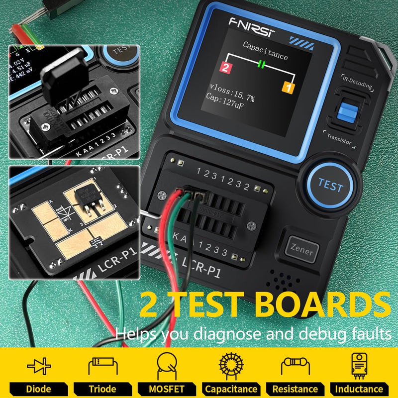 Transistor Tester, Multifunctional Portable SMD Component Tester Diodes Triodes Zener Diode Tester, Resistance Inductance Battery Tester, LCR Meter/MOS/PNP/NPN/ESR Meter