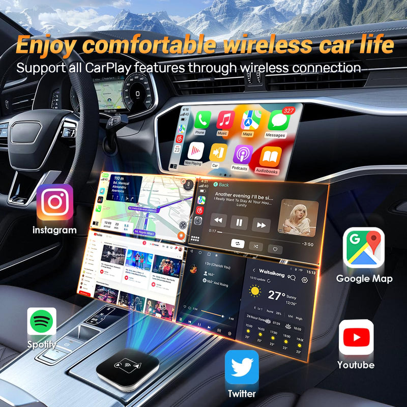 Wireless Carplay Adapter AI Box for OEM Wired Carplay/android Auto to Wireless Connection Plug and Play Dongle Magic Box for Car model 2016+ and iphone IOS 10+