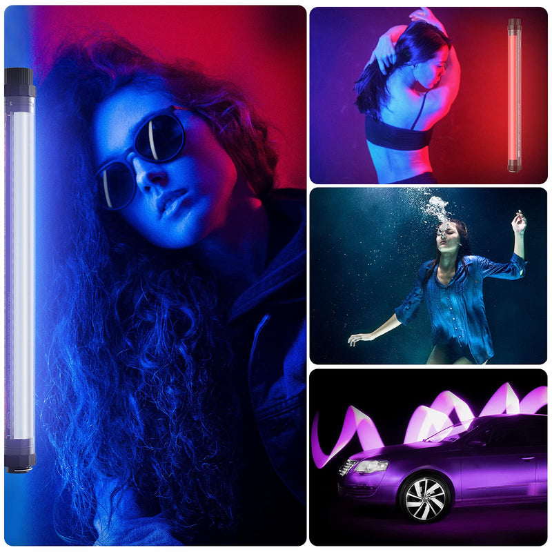 Handheld Photography Light Professional LED Video Light Wand 12 Lighting Mode, Stepless Dimming,CRI≥95 IP68 Waterproof with10400mAH Rechargeable Battery 3000k 5750k RGB Colorful Stick