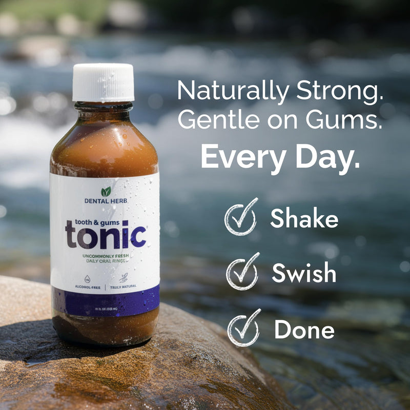 Tooth & Gums Tonic – Truly Natural Oral Rinse, Plant-Based, Alcohol-Free, Fluoride-Free, Herbal Extracts & Essential Oils, Fresh Breath & Daily Gum Care, 18 fl oz – Dental Herb Company 18 Fl Oz (Pack of 1)