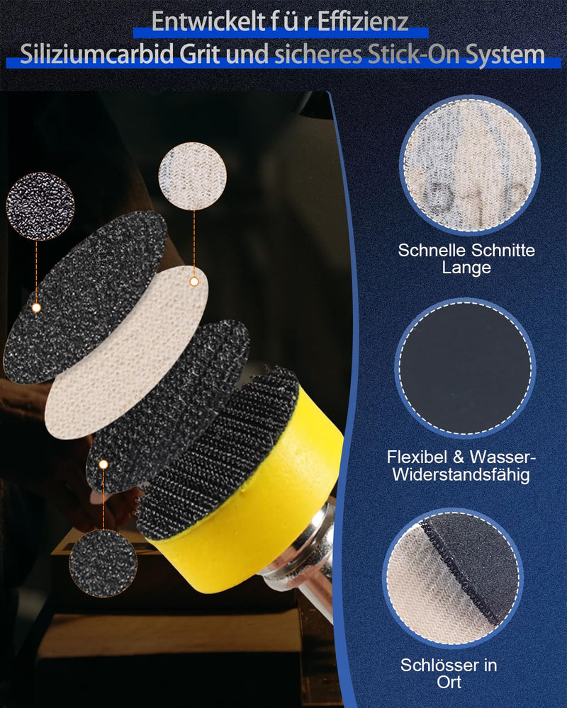 Pack of 482 Sanding Discs 25 mm Wet Sandpaper, Sanding Sleeves Set with Grit 60-10000 for Dremel Sanding Attachments, Polishing Attachments, Cordless Screwdriver for Dremel Accessories Attachments, Wood, Resin 25 mm, 482 pieces