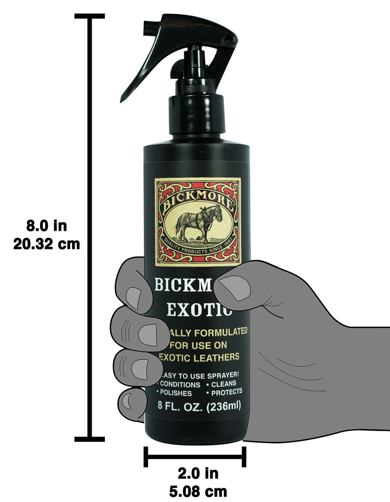 Bickmore Exotic 8oz - Specially Formulated Leather Spray Used to Clean Condition Polish and Protect Exotic Leathers & Reptile Skins 8 oz