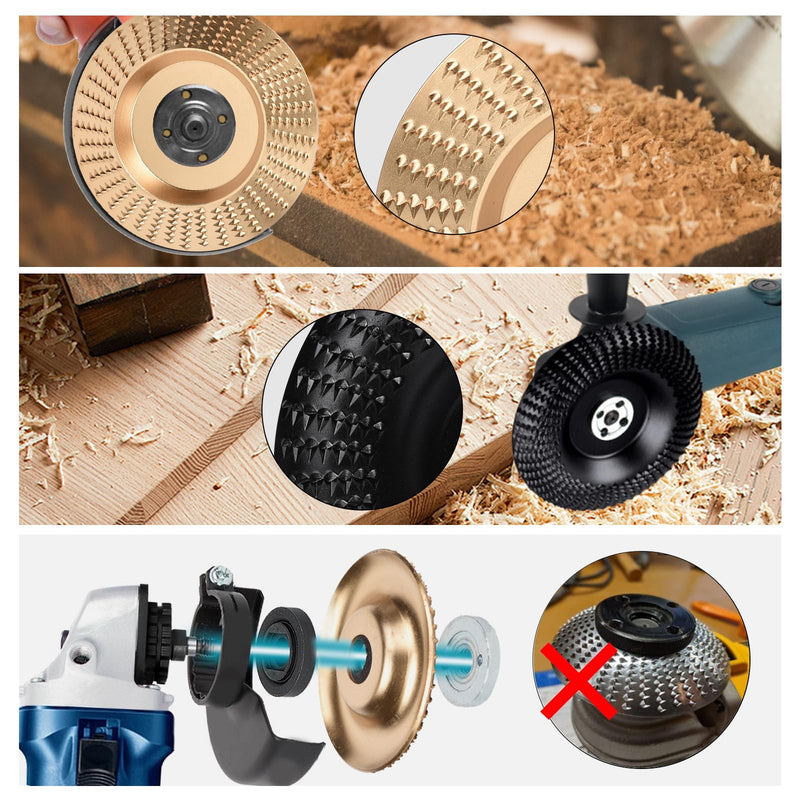 Set of 4 Wooden Grinding Discs Rasp Disc Set for Angle Grinders | Wood Carving Disc Wood Carbide Woodworking Tool Angle Grinder for Shaping, Sanding and Cutting 100/22 mm Set B