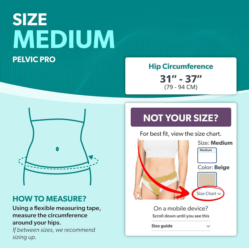 BraceAbility Pelvic Pro Prolapse Support Belt - Women's Prolapsed Uterus Patent-Pending Girdle for Dropped Bladder, Vulvar Varicosities, Postpartum Recovery, and Symphysis Pubis Dysfunction Pain (M) Medium