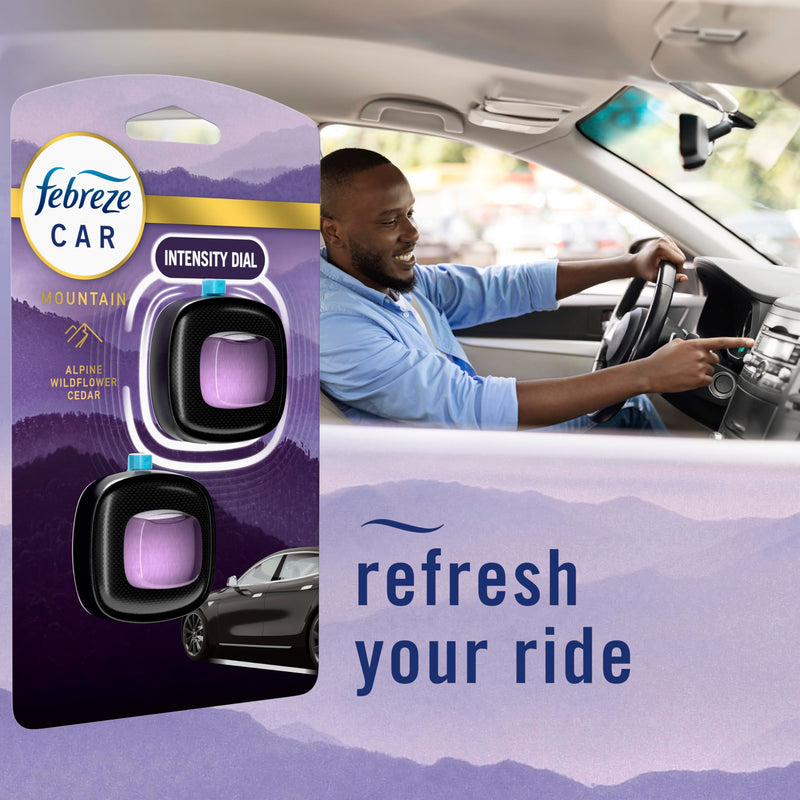 Febreze Car Mountain Scent Air Freshener Vent Clip, .07 oz, 2 Count 0.07 Fl Oz (Pack of 2)