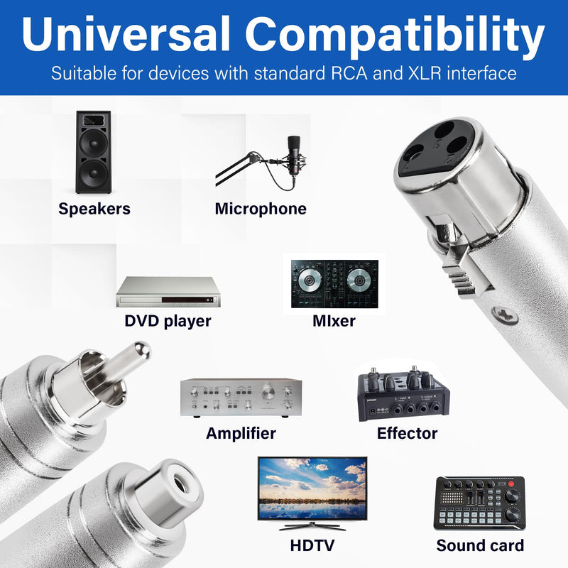 RCA to XLR Adapter 4 Pack, 1 Pair RCA Male to XLR Female Adapter and 1 Pair RCA Female to XLR Female Adapter, RCA to XLR Connector XLR Female to RCA Female & XLR Female to RCA Male