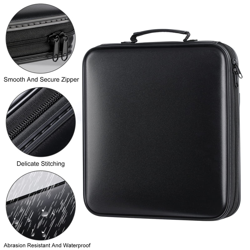 DVD Storage CD Case Holder: 160 Capacity CD Sleeves Black Disc Cases Binder for Car - CD Hard Organizer Box - Large DVD Wallet for Movie/Music/Game & Portable CD Book