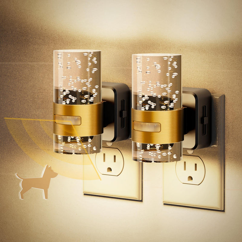 JandCase Motion Sensor Night Light, Night Lights Plug into Wall,2 Pack 3000K Soft White 0-100 LM Dimmable LED Night Light, Motion Activated Nightlight for Bathroom Hallway Decor Motion Sensor-3000K 2 Pack