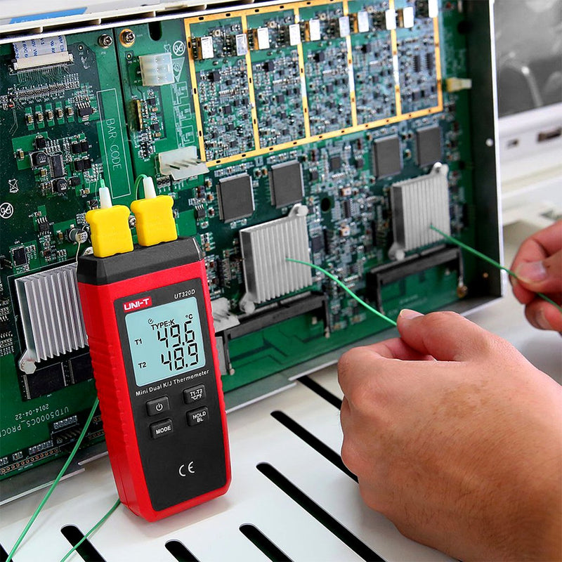 UT320D Dual Channel K/J Digital Thermometer, Thermocouple Temperature Meter Temperature Meter with 2 K-Type Measuring Probe for Industry, Agriculture, Meteorology and Life 02-UT320D