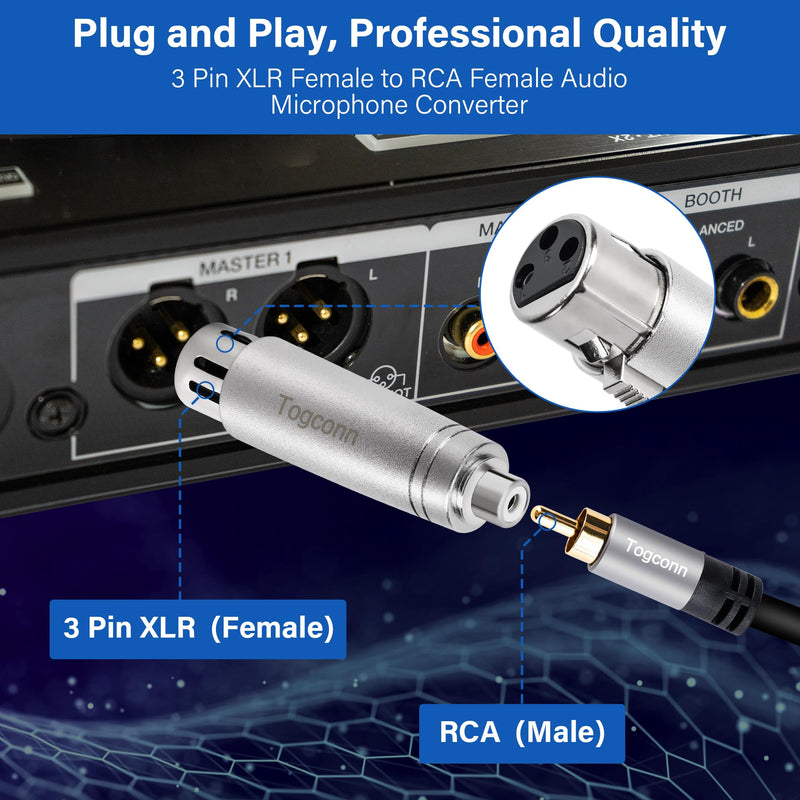 RCA to XLR Adapter 2 Pack, RCA Female to XLR Female Adapter,RCA Female to XLR Connector XLR Female to RCA Female