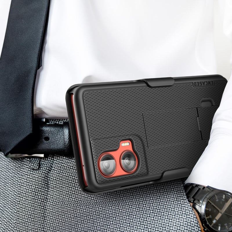 Encased DuraClip for Moto G Stylus 5G 2024 Belt Case with Holster Clip and Kickstand (Black)