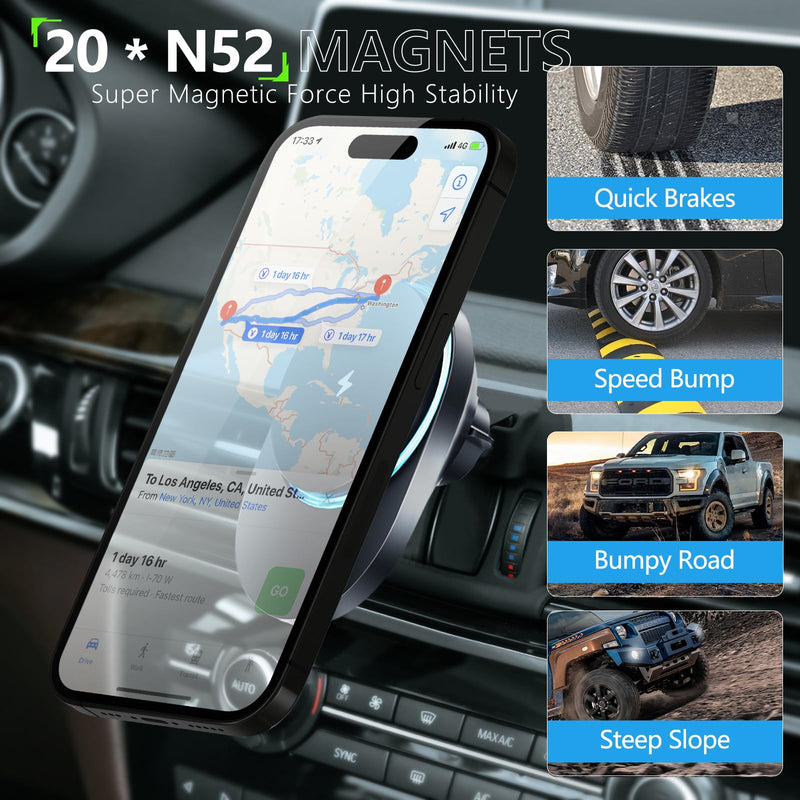 CLEC for BMW X5 2014-2018 X6 2015-2019 Magnetic Wireless Car Charger Phone Holder Mount Custom Fit for BMW X5 2014-2018 X6 2015-2019 15W Fast Charging Car Phone Holder Wireless Charger