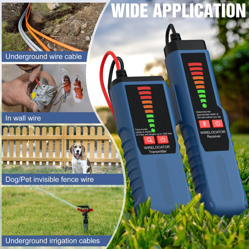 F04 Underground Cable Finder, Wire Detector Cable Detector with Headphones, Cable Tester for Dog Fence Cable, Irrigation Control Wires