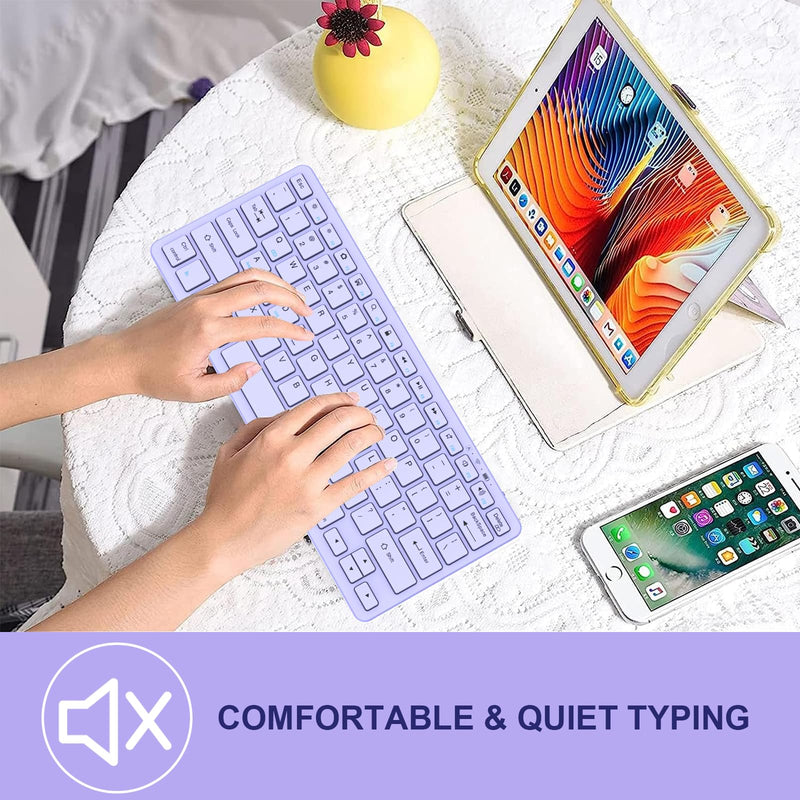 Ultra-Slim Bluetooth Keyboard Wireless Keyboard Compatible iPad 10th/iPad 10.2(9th/8th/7th Generation),iPad Air 5th/4th, iPad Pro 11/12.9, iPad 9.7, iPad Mini and All Bluetooth Devices (Light Purple) Light Purple