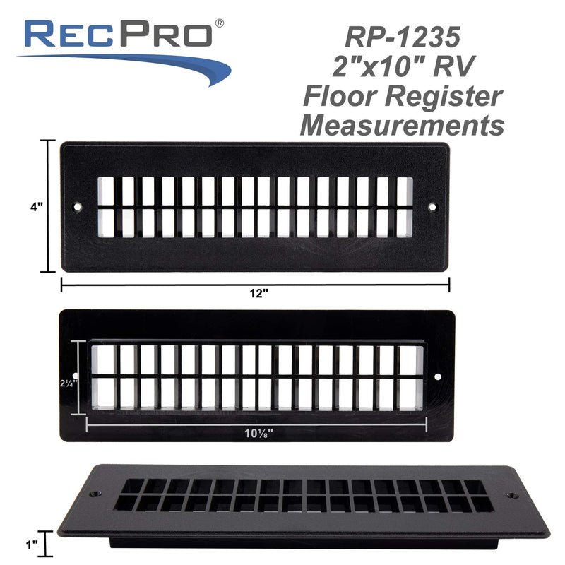 RecPro RV Floor Register | RV Stationary Vent Cover | 2-1/4" x 10-1/8" Insert | Undampered Duct (Beige) Beige