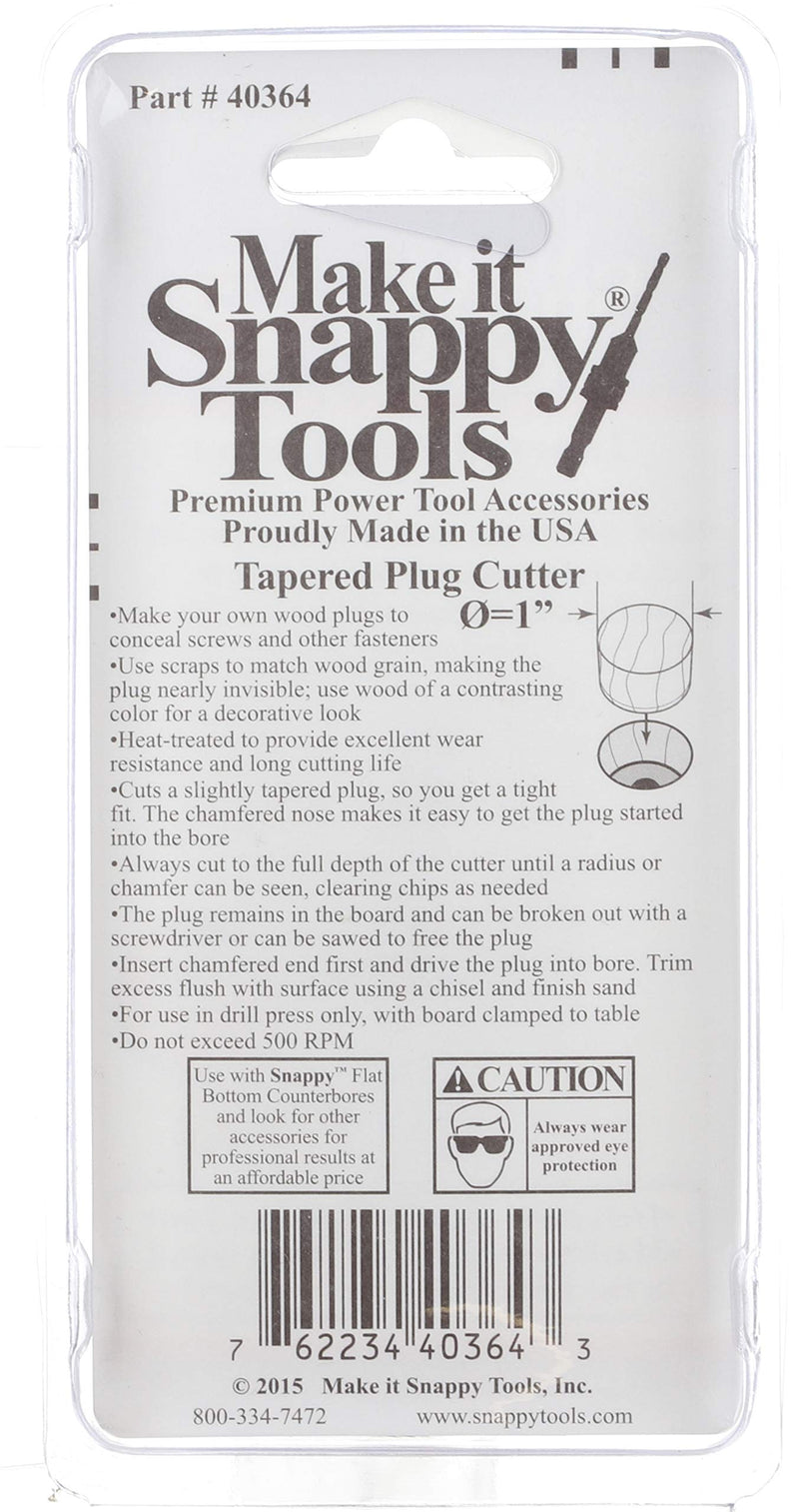Snappy 1" Tapered Hex Shank Plug Cutter Made in USA