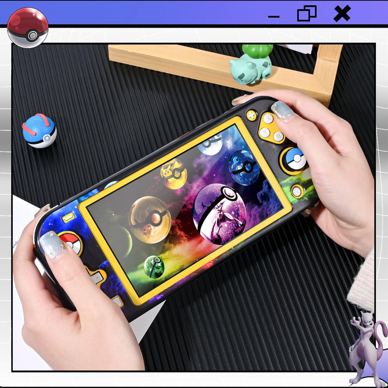 DLseego Cartoon Balls Switch Lite Protective Case Cool Hard PC Shell Shockproof Scratch Resistant Cover Joy Con Japanese Amine Skin with 2PCS Blue and Red Balls Thumb Grips Caps for Switch 2019 colorful