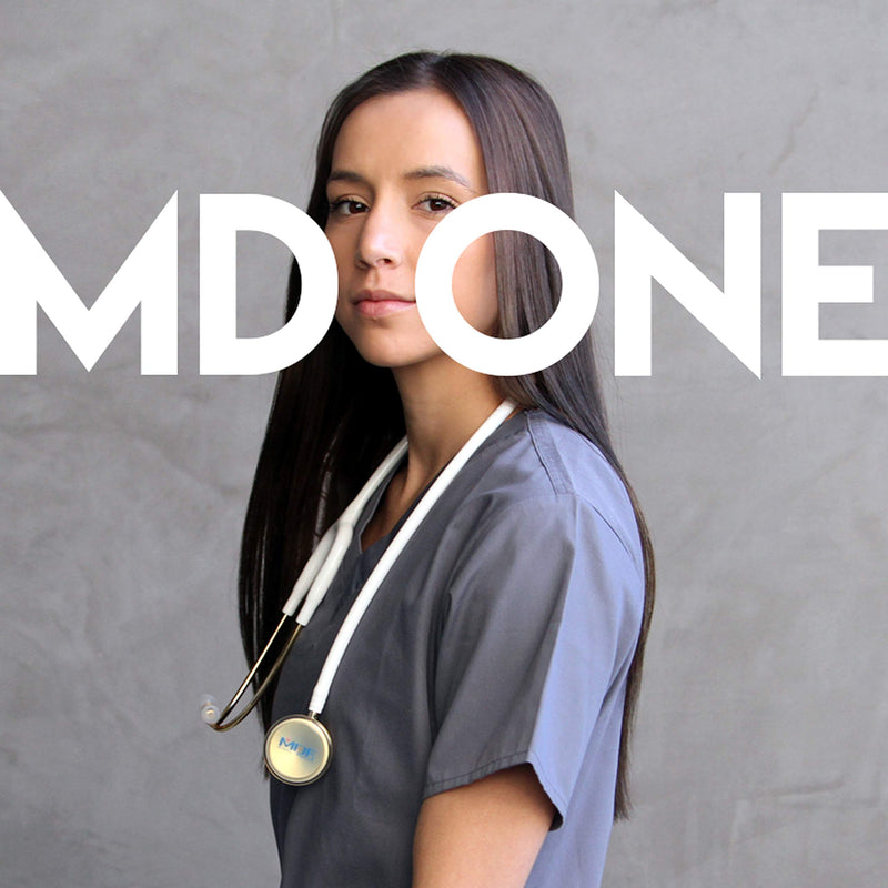 MDF Instruments, Rosegold MD One Stainless Steel Stethoscope, Adult, White Tube, Rosegold Chestpieces-Headset, MDF777RG29 Stainless Steel Rose Gold - White