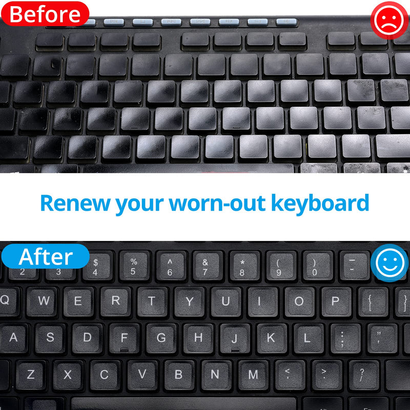English Keyboard Stickers[5 in 1],Replacement English Keyboard Sticker with White Font on Black Background Universal for Laptop Desktop Computer,Matte English Keyboard Alphabet Sticker English White Letter/Black Background