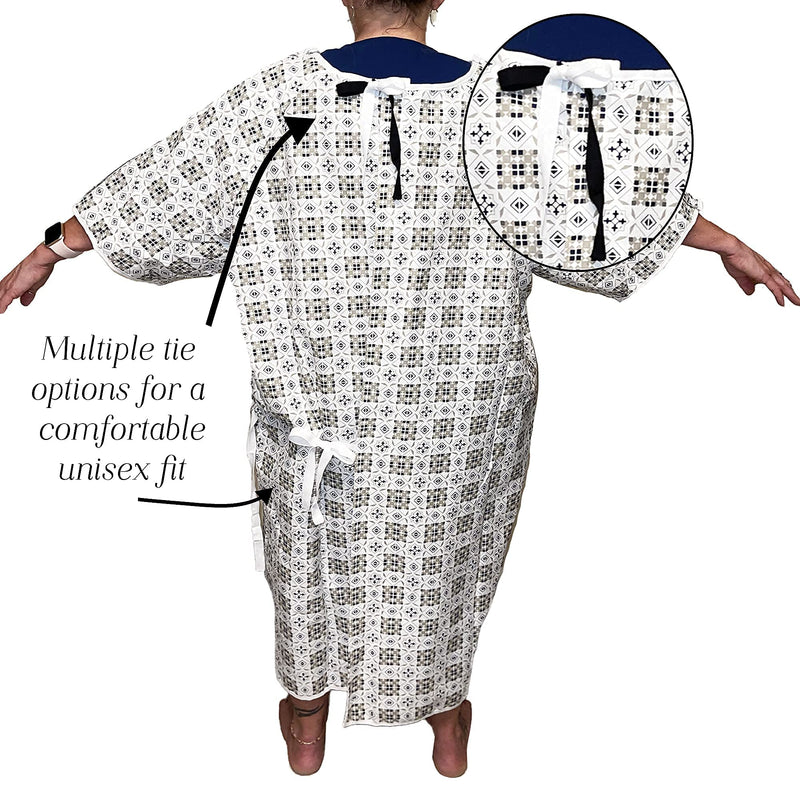 Hospital Gown, Heart Chest Pocket for Women and Men, Medical Patient Gowns, Birthing Maternity Labor, Fits to XXL 1