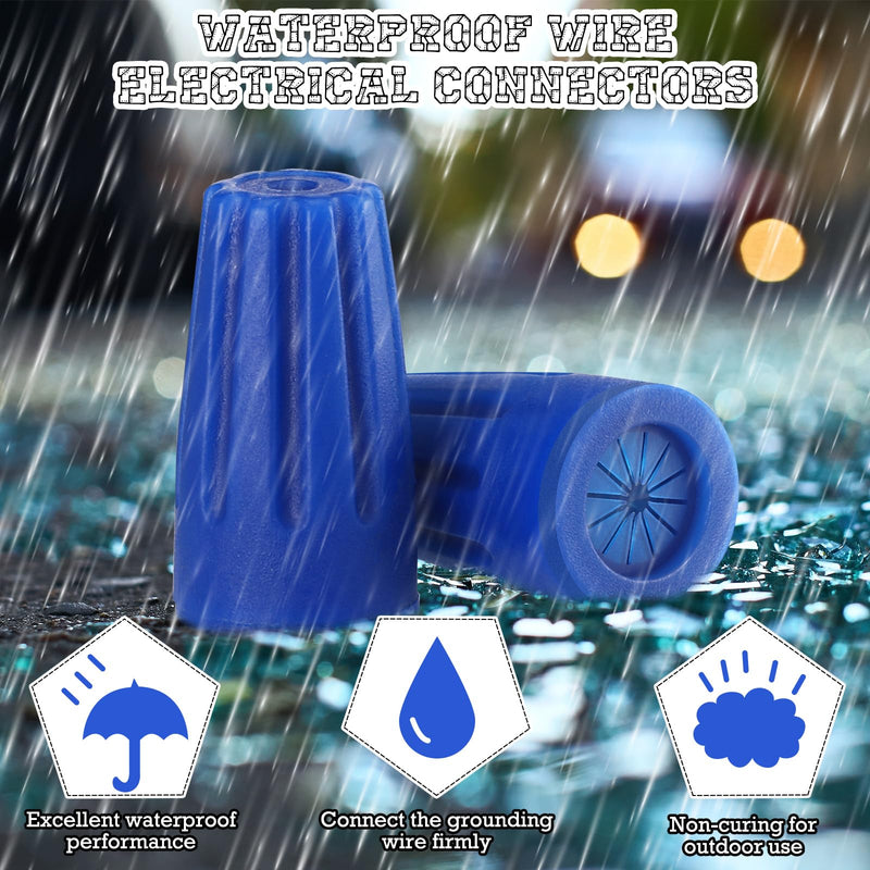 Hiboom 150 Pcs Waterproof Wire Electrical Connectors Outdoor Splice Terminal Electrical Connectors for 22AWG-12AWG Cable Wire Landscape(0.91 x 0.47 Inch,Blue) Blue 0.91 x 0.47 Inch