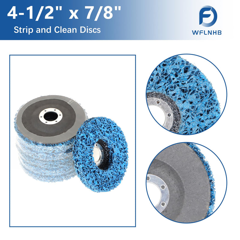 WFLNHB 10 Pack - 4-1/2" x 7/8" Strip and Clean Discs Fit for Angle Grinders-for Polishing and Grinding Various Materials 10Pack