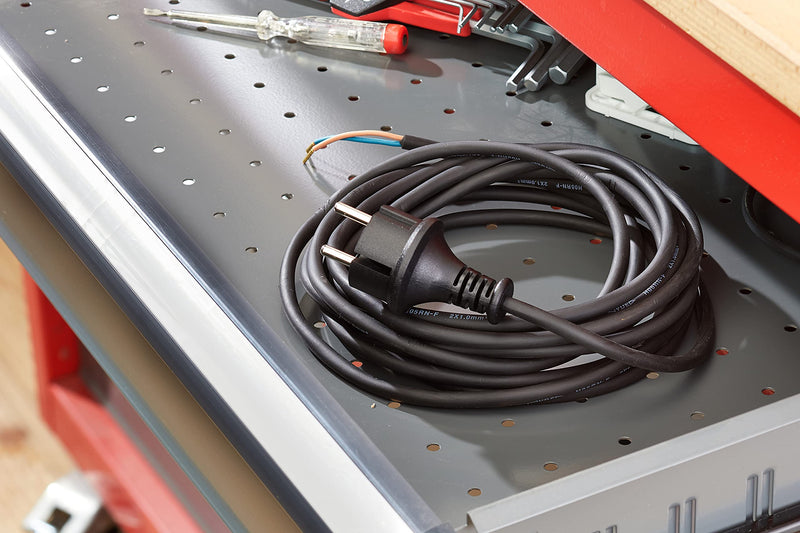as - Schwabe Drill Connection Cable - 5 m Rubber Connection Cable H05RN-F 2 x 1.0 mm – Contour Plug with Cable – Adaptor Cable with Ferrules – for Construction Sites and Commercial Use – IP44 – Black I 70530 5.00 m