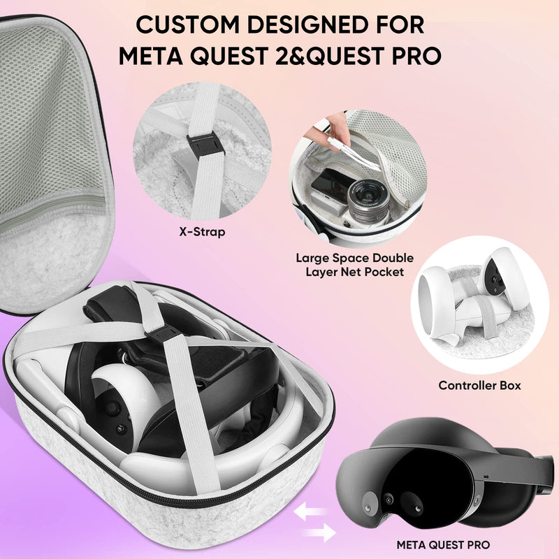 Large Hard Carrying Case Compatible with Oculus Meta Quest 3S/Quest 3/Quest 2 & PS VR2 Gaming Headset and KIWI Design, BOBOVR M3/M2 Pro, SUPERUS, Saqico and All Head Strap with Battery