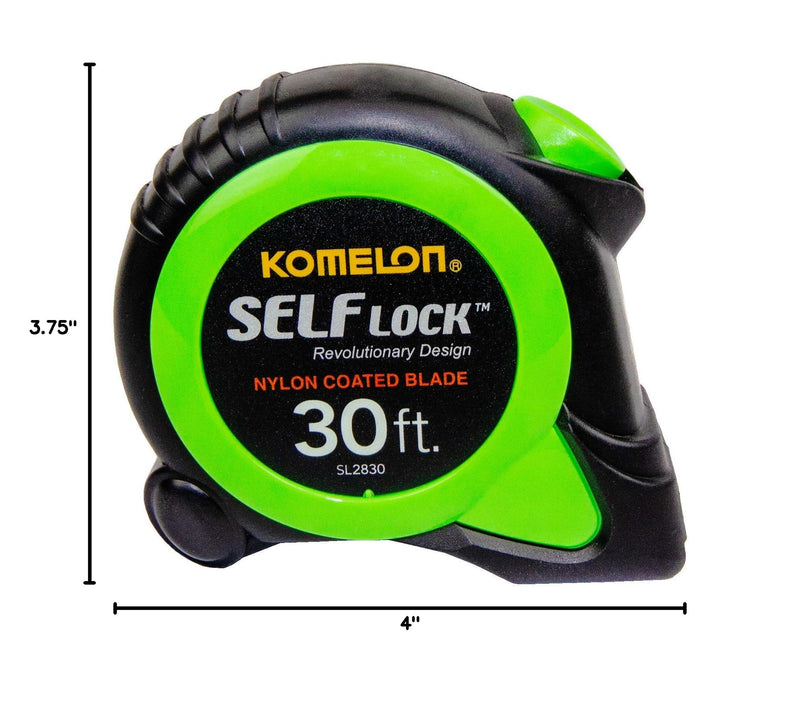 Komelon 30-FT Tape Measure with Self Locking Blade, Retractable (SL2830) 9.1 m Komelon Self Lock Retraction Control