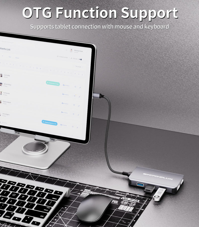 USB C Docking Station Dual Monitors Adapter,6 in 1 USB C Hub for Dual 4K HDMI Display,USB C Hub with 2×HDMI,3×USB Port,100WPD Compatible for MacBook Air/Pro,Dell XPS,and More