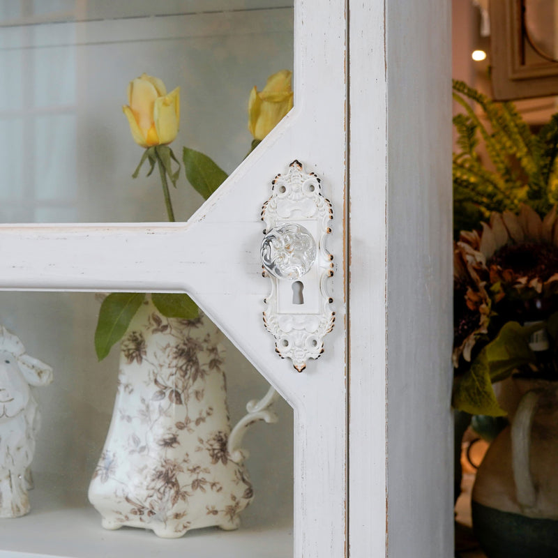 SOFFEE DESIGN 4pcs Vintage Cabinet Pull Drawer Handle, Distressed Closet Handle with Clear Resin Knob, Antique with Mounting Screws for Cupboard, Kitchen Furniture - White 4pcs White Short