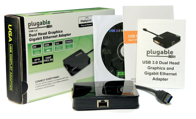 Plugable USB 3.0 Universal Mini Laptop Docking Station for Windows and Mac (Dual Video HDMI and DVI/VGA, Gigabit Ethernet)